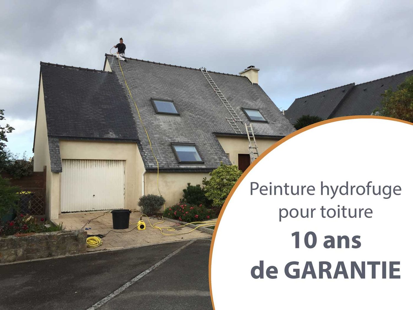 Nettoyage haute pression d'une toiture